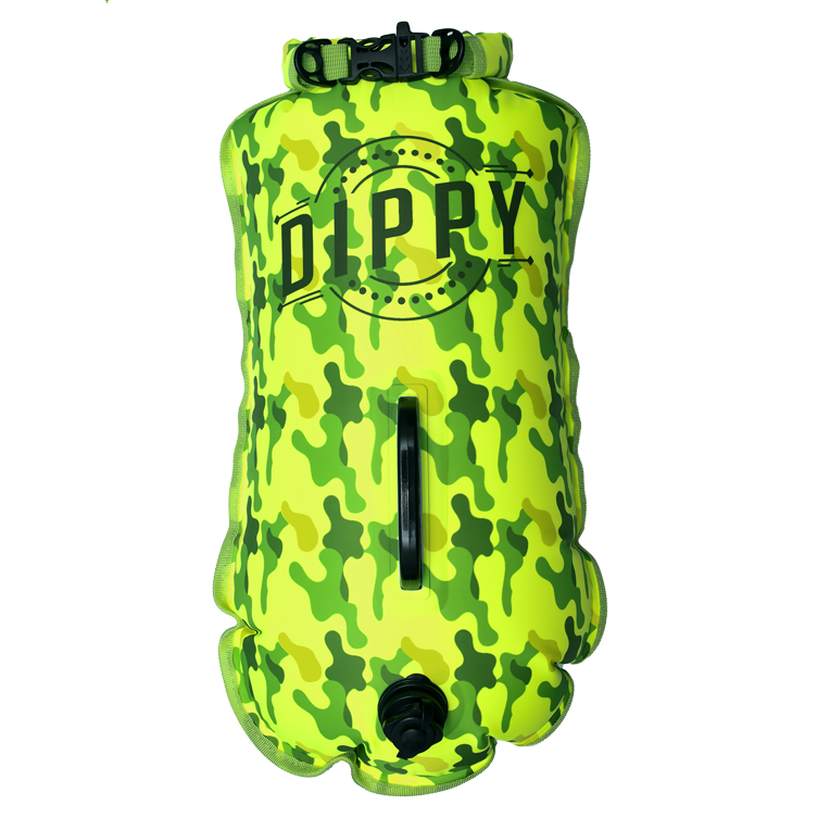 DIPPY 28 Litre Swim Dry Bag in Lime Green Camo