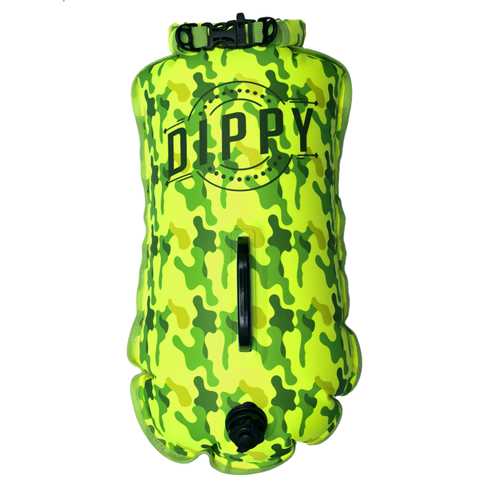 DIPPY 28 Litre Swim Dry Bag in Lime Green Camo