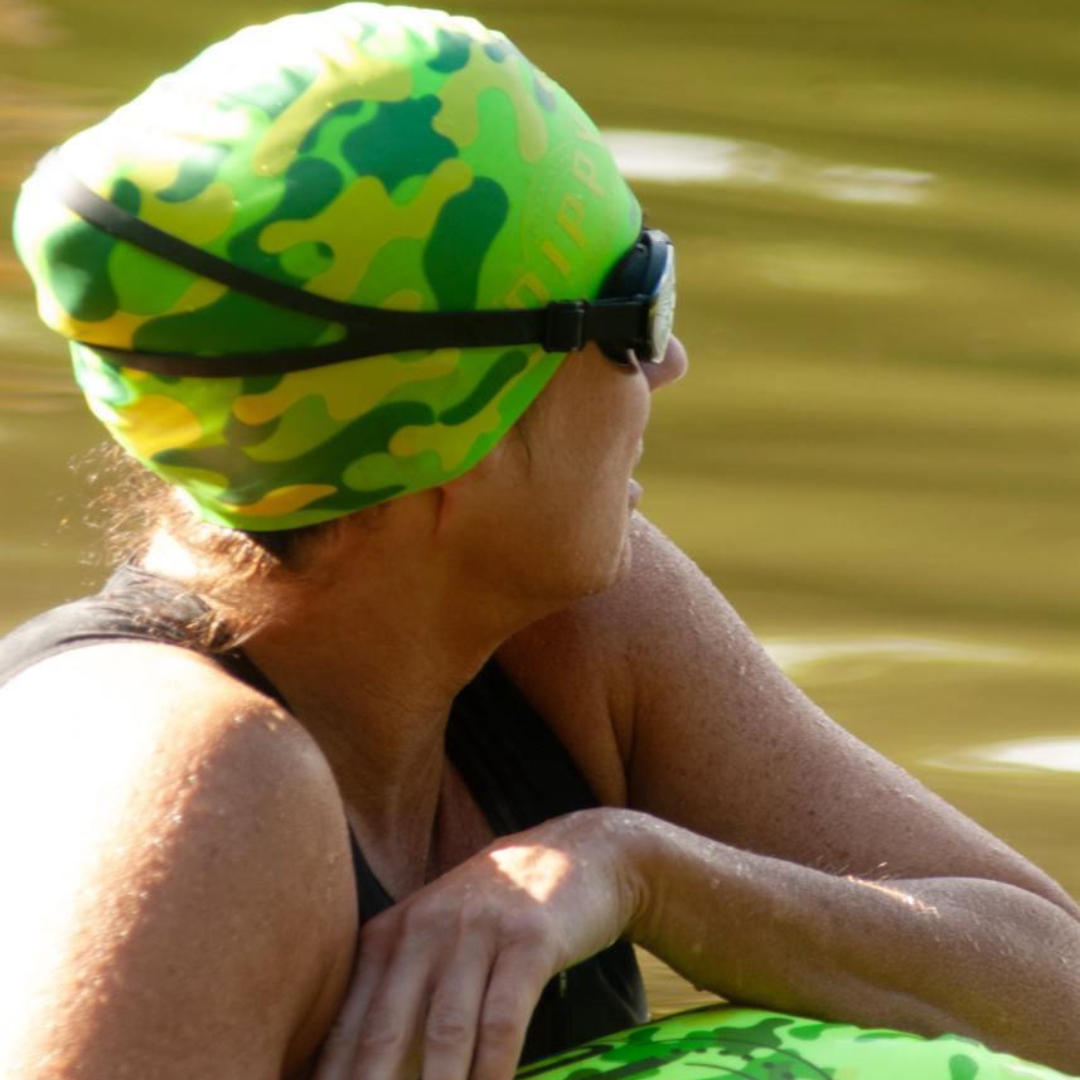 DIPPY Swim Cap in Green Camo