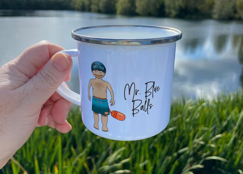 Mr Blue Balls Enamel Mug