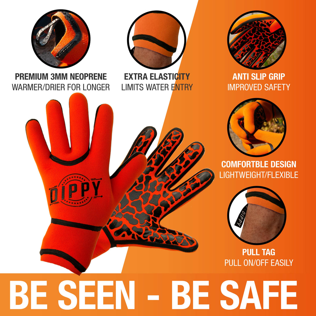 Neoprene 3MM Swim Gloves - Orange (Please see size guide image)