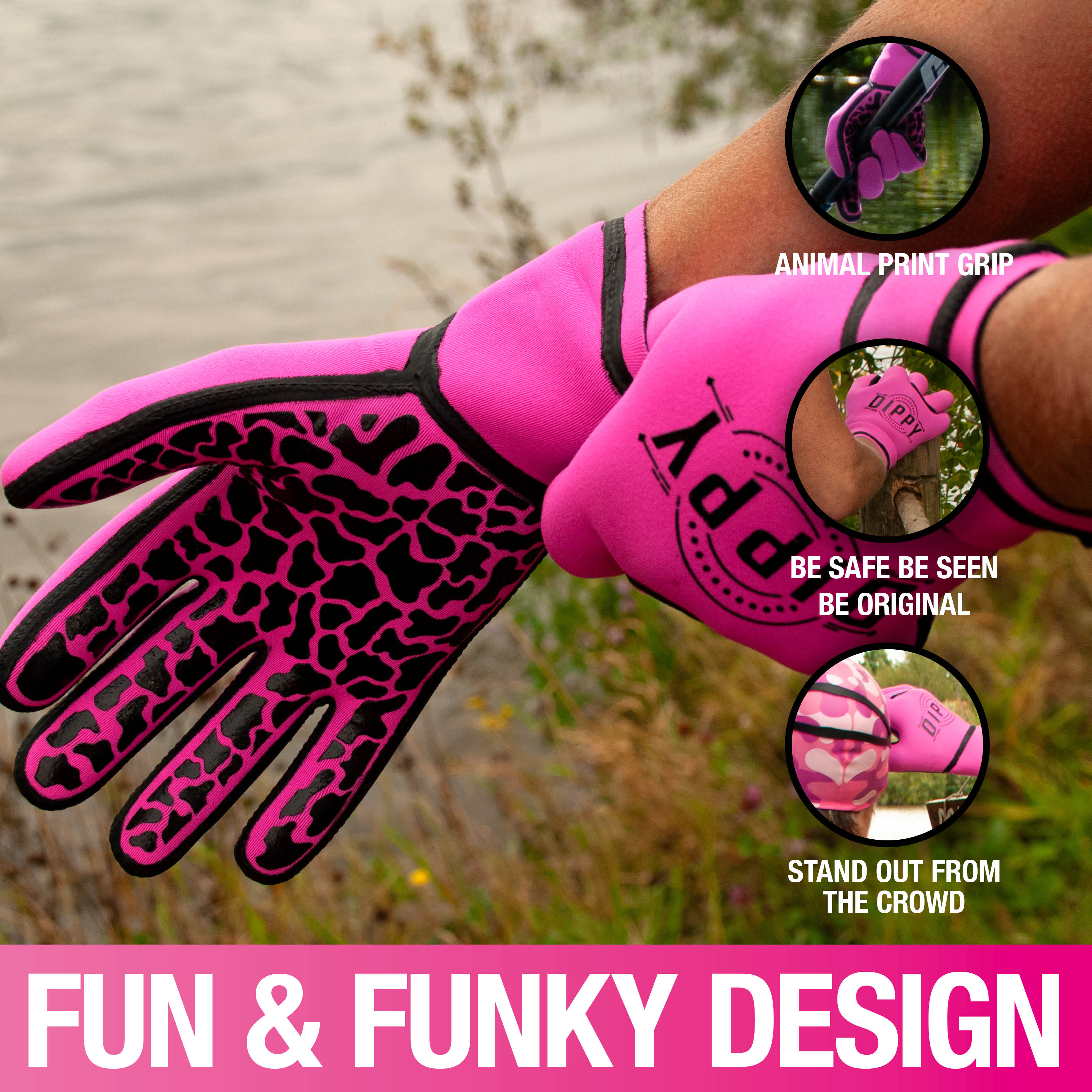 Neoprene 3MM Swim Gloves - Pink (Please see size guide image)