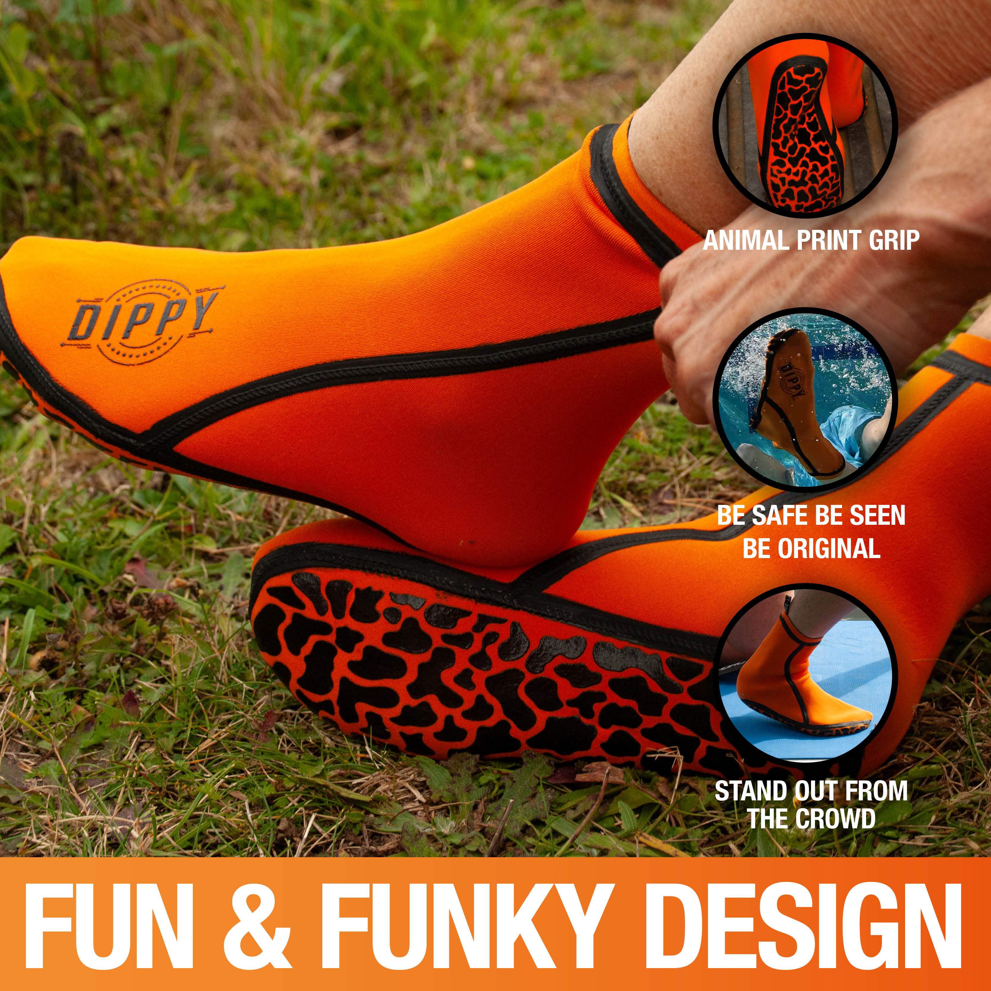 Neoprene 3MM Swim Socks - Orange (Please see size guide image)