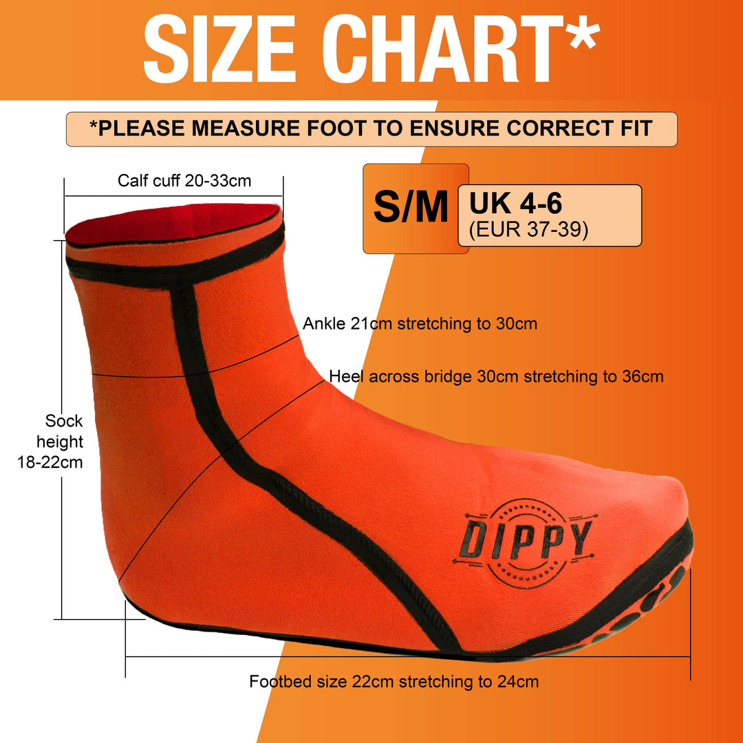 Neoprene 3MM Swim Socks - Orange (Please see size guide image)