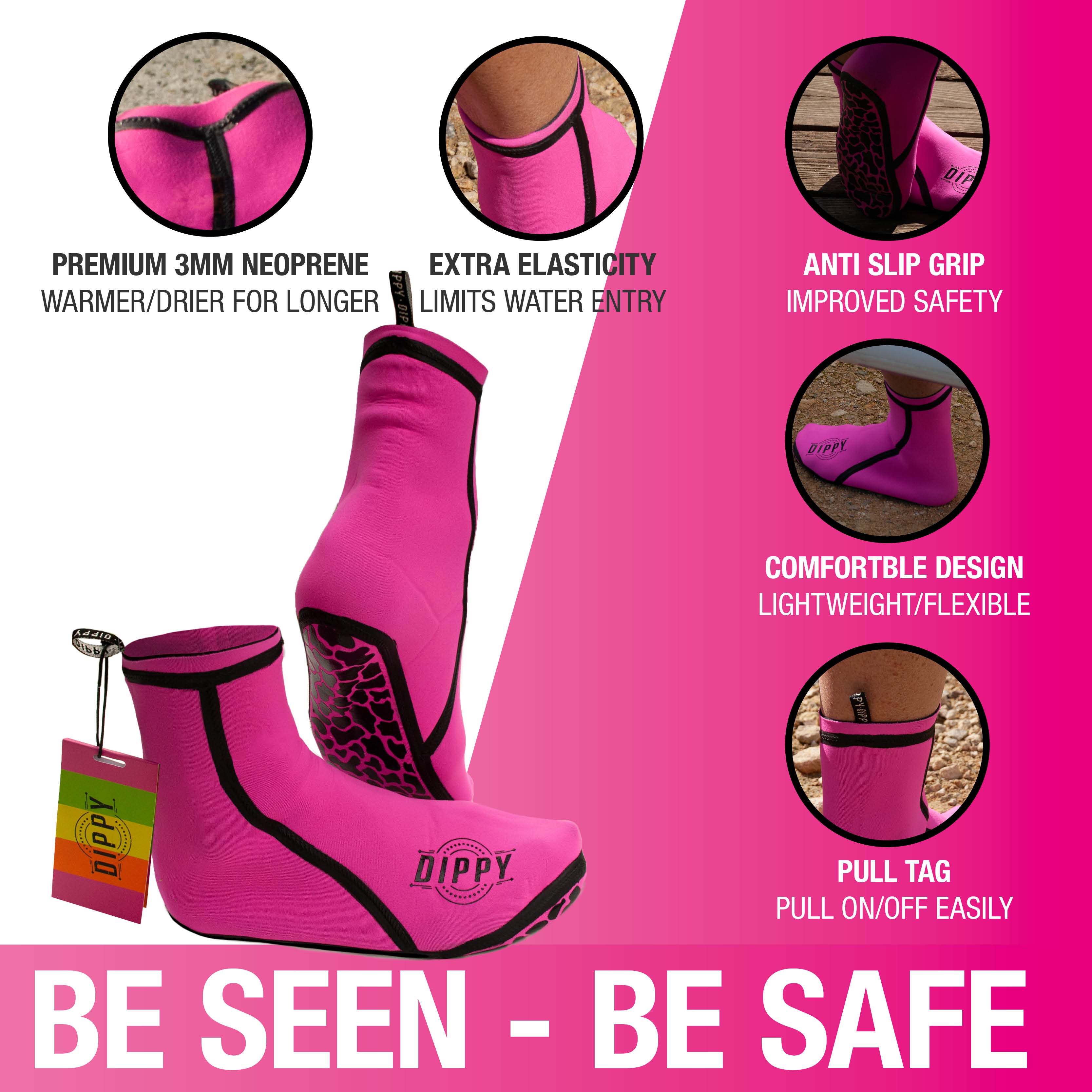 Neoprene 3MM Swim Socks - Pink (Please see size guide image)