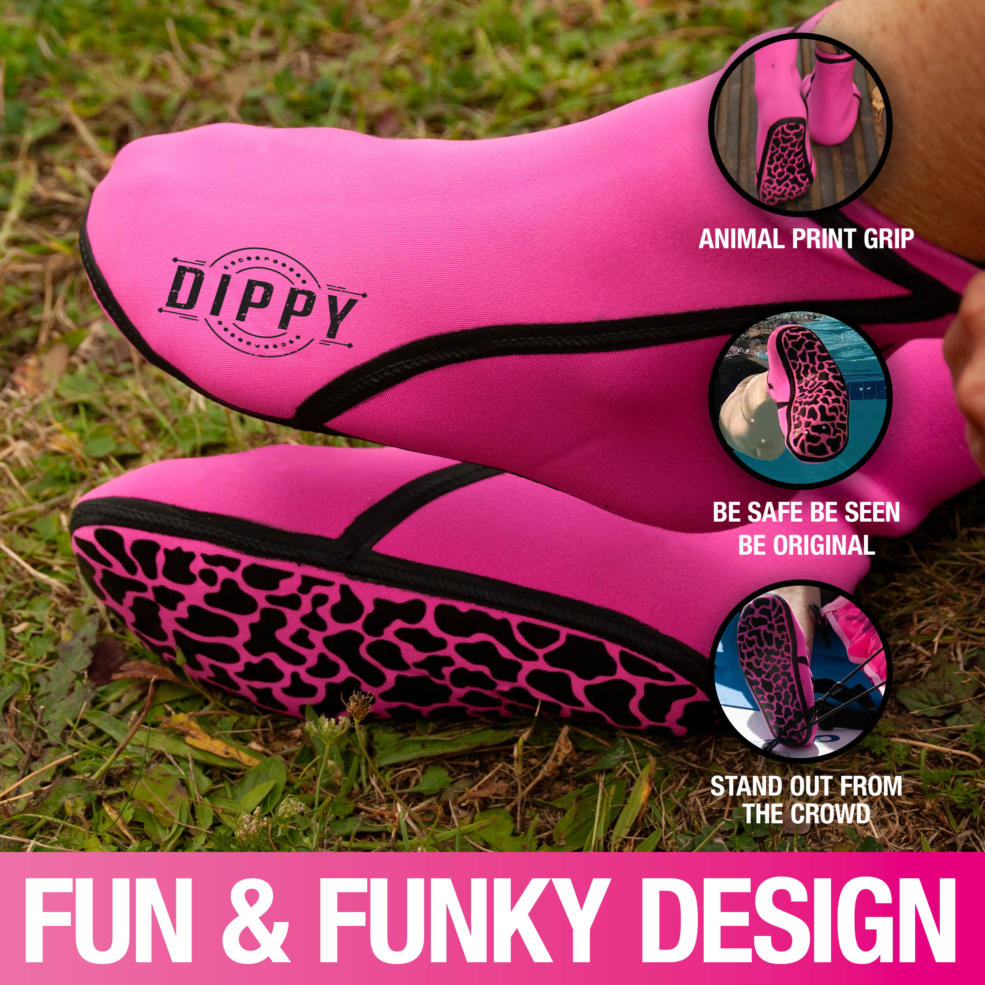 Neoprene 3MM Swim Socks - Pink (Please see size guide image)