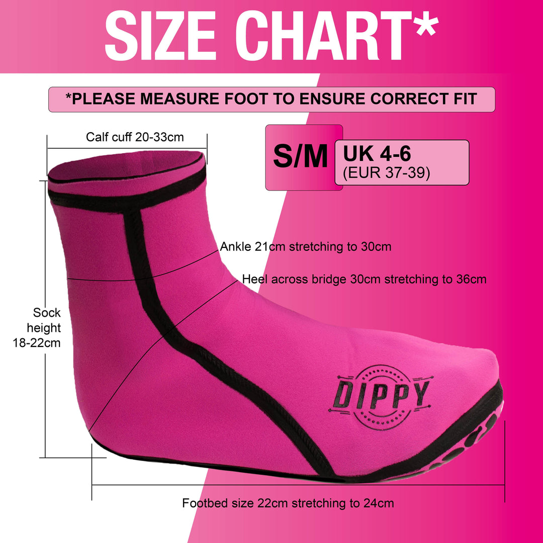 Neoprene 3MM Swim Socks - Pink (Please see size guide image)