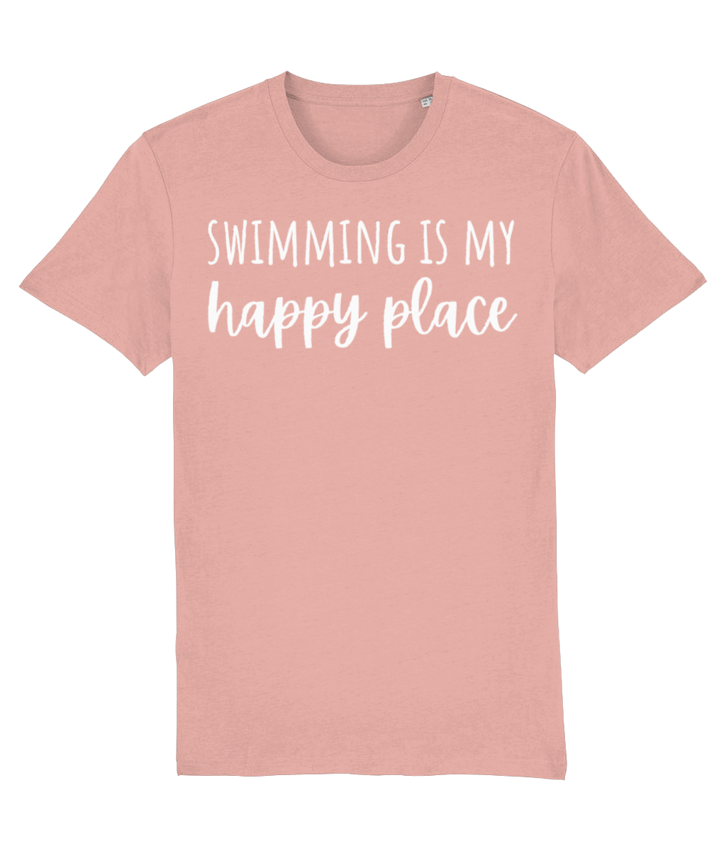 Swimming Is My Happy Place Unisex Organic Cotton T-shirt