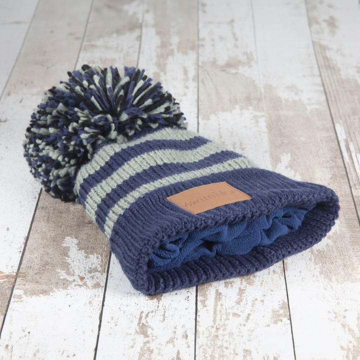 Swimbler Night Sky Navy Grey Waterproof Bobble Hat