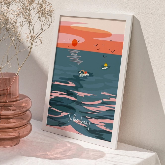 Sea Swimming Print - To The Buoy