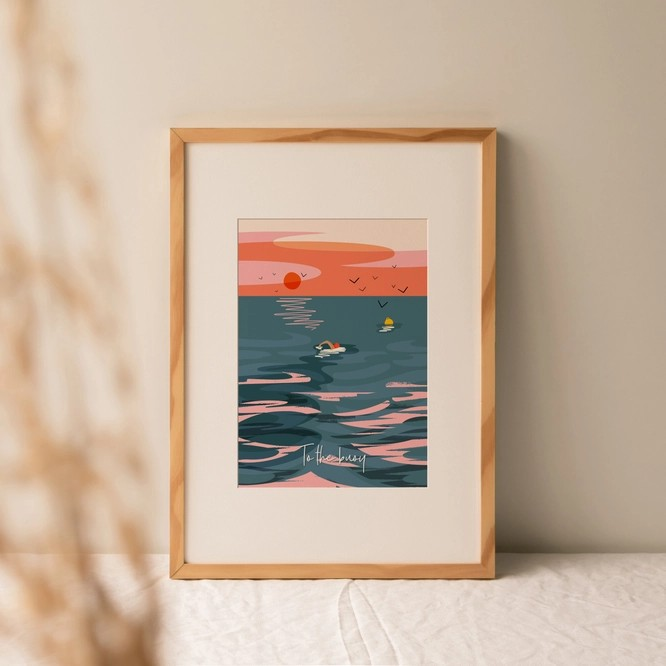 Sea Swimming Print - To The Buoy