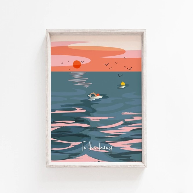 Sea Swimming Print - To The Buoy