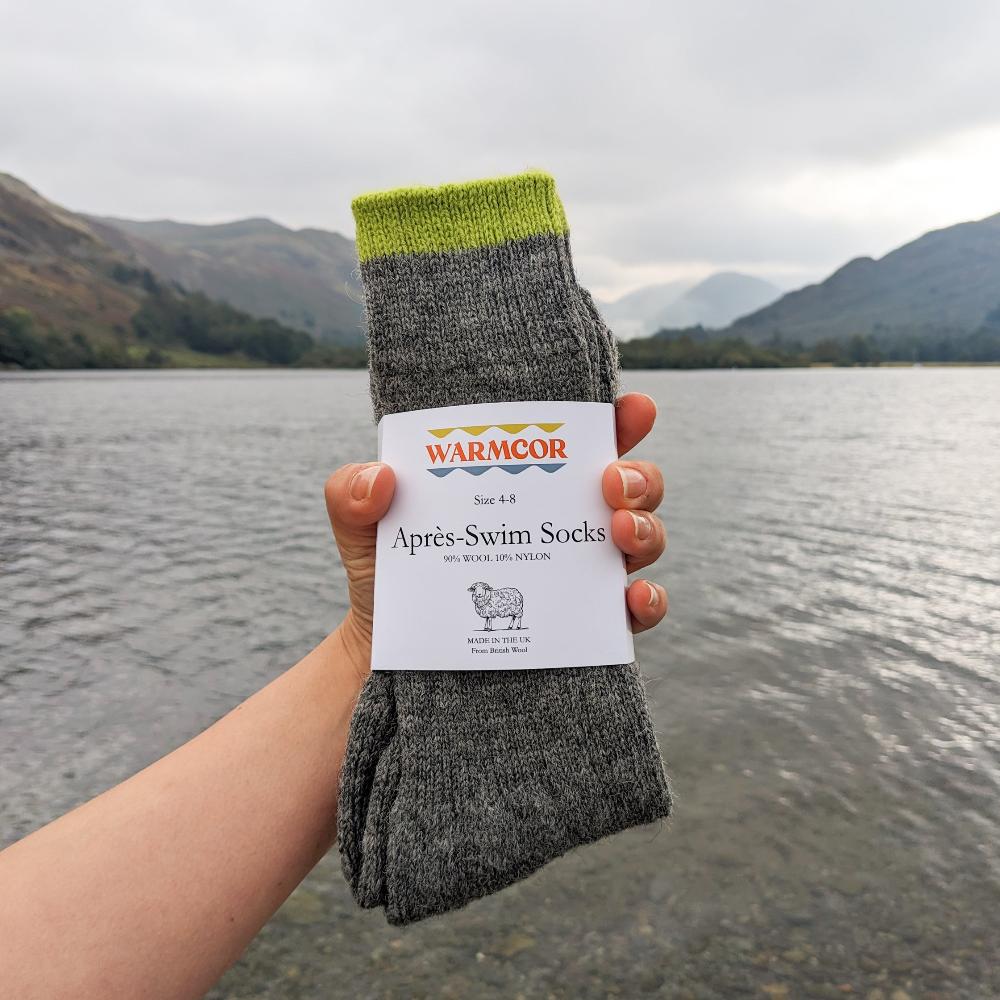 British Wool Socks - Slate and Lichen Lime