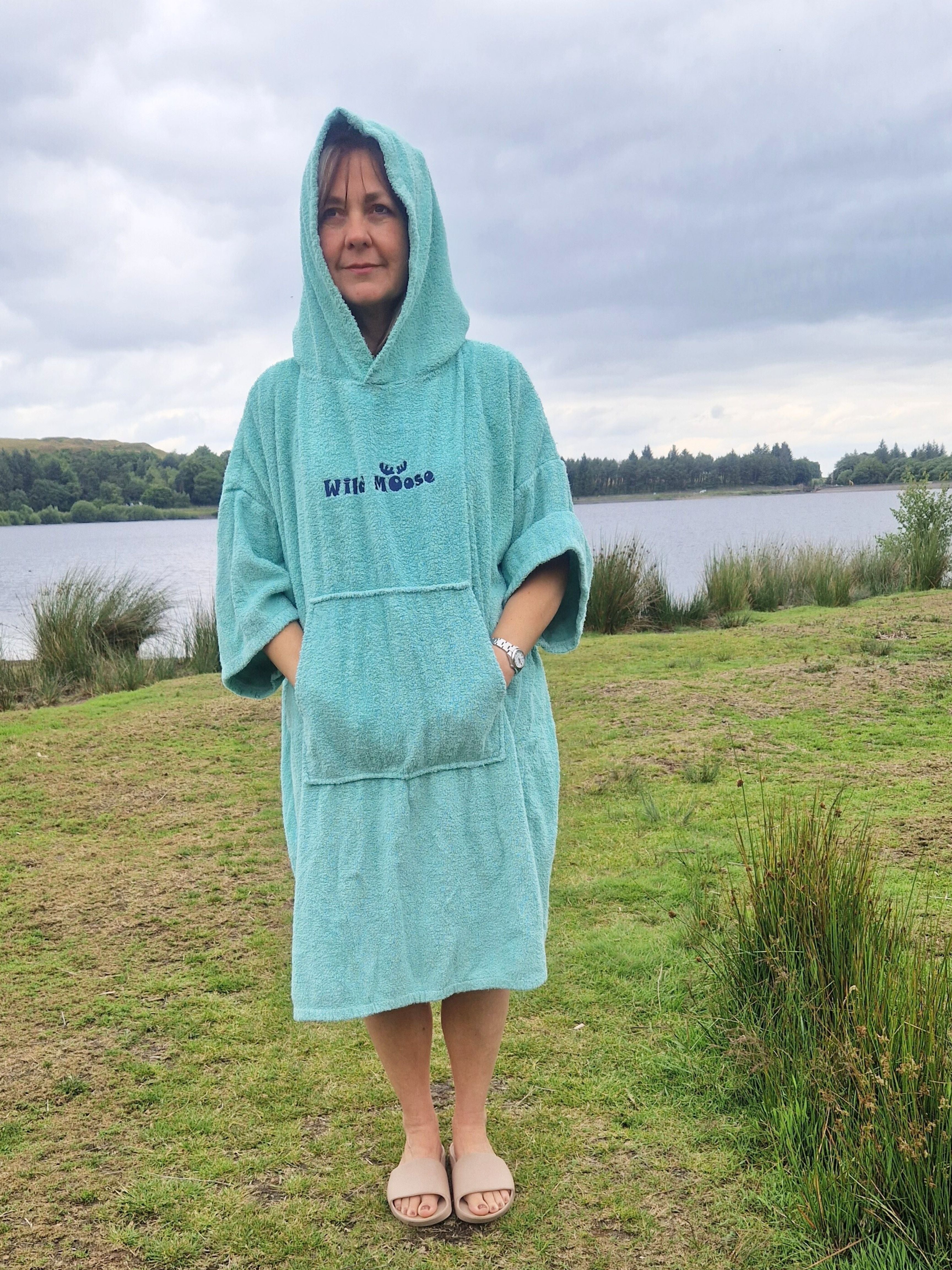 Minty Axolotl - bamboo/cotton poncho towel – Outdoor Swimmer Shop