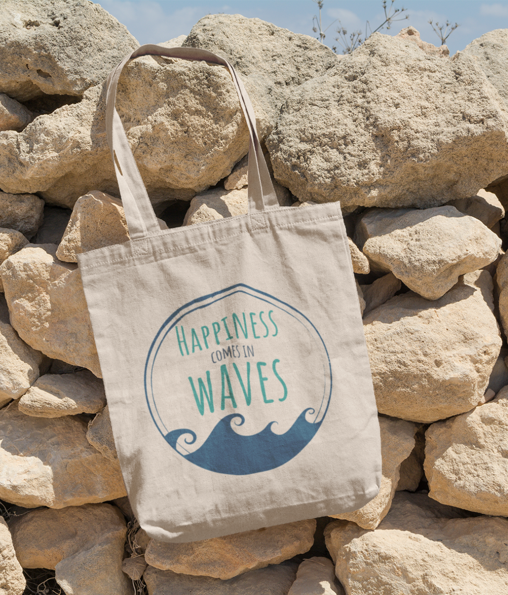 Happiness Comes in Waves Organic Cotton Tote