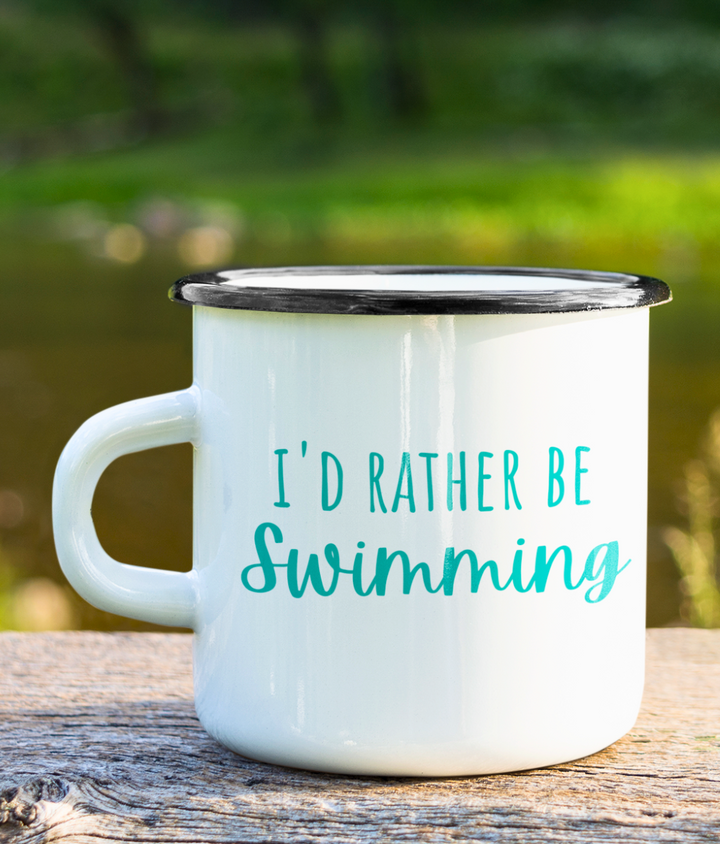 I'd Rather Be Swimming Enamel Mug