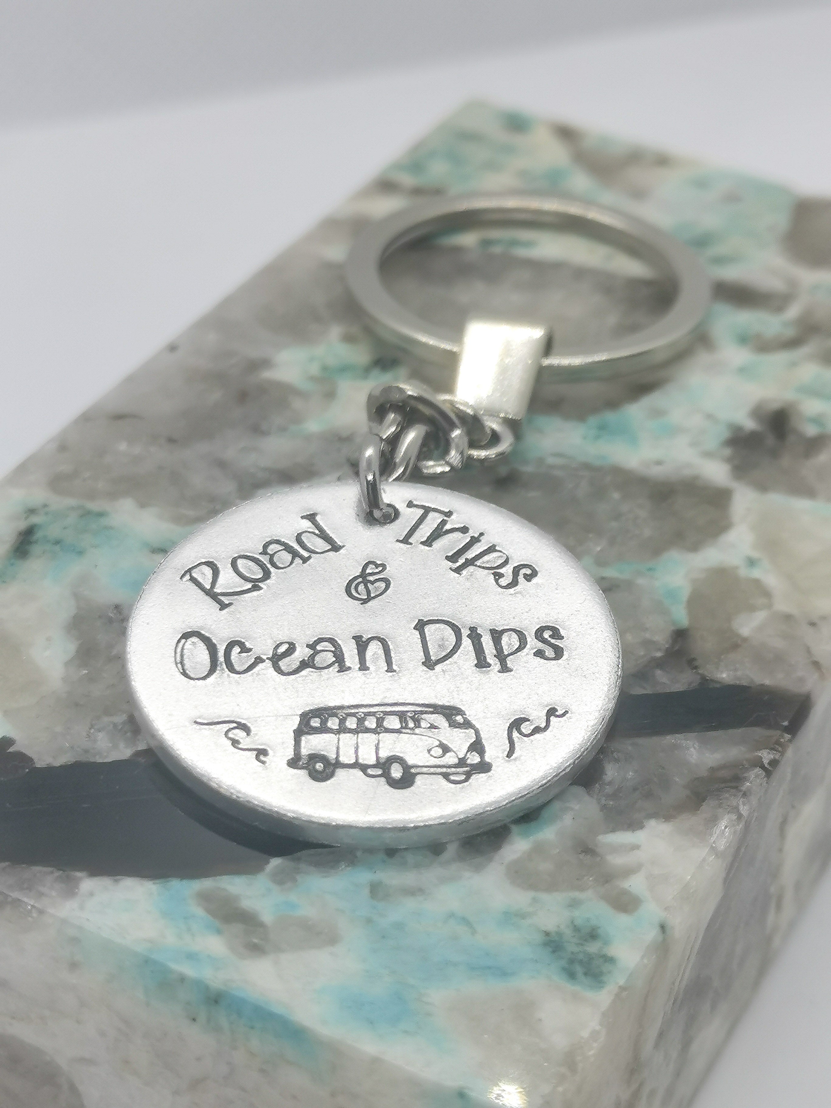 'ROAD TRIPS & OCEAN DIPS' Keyring