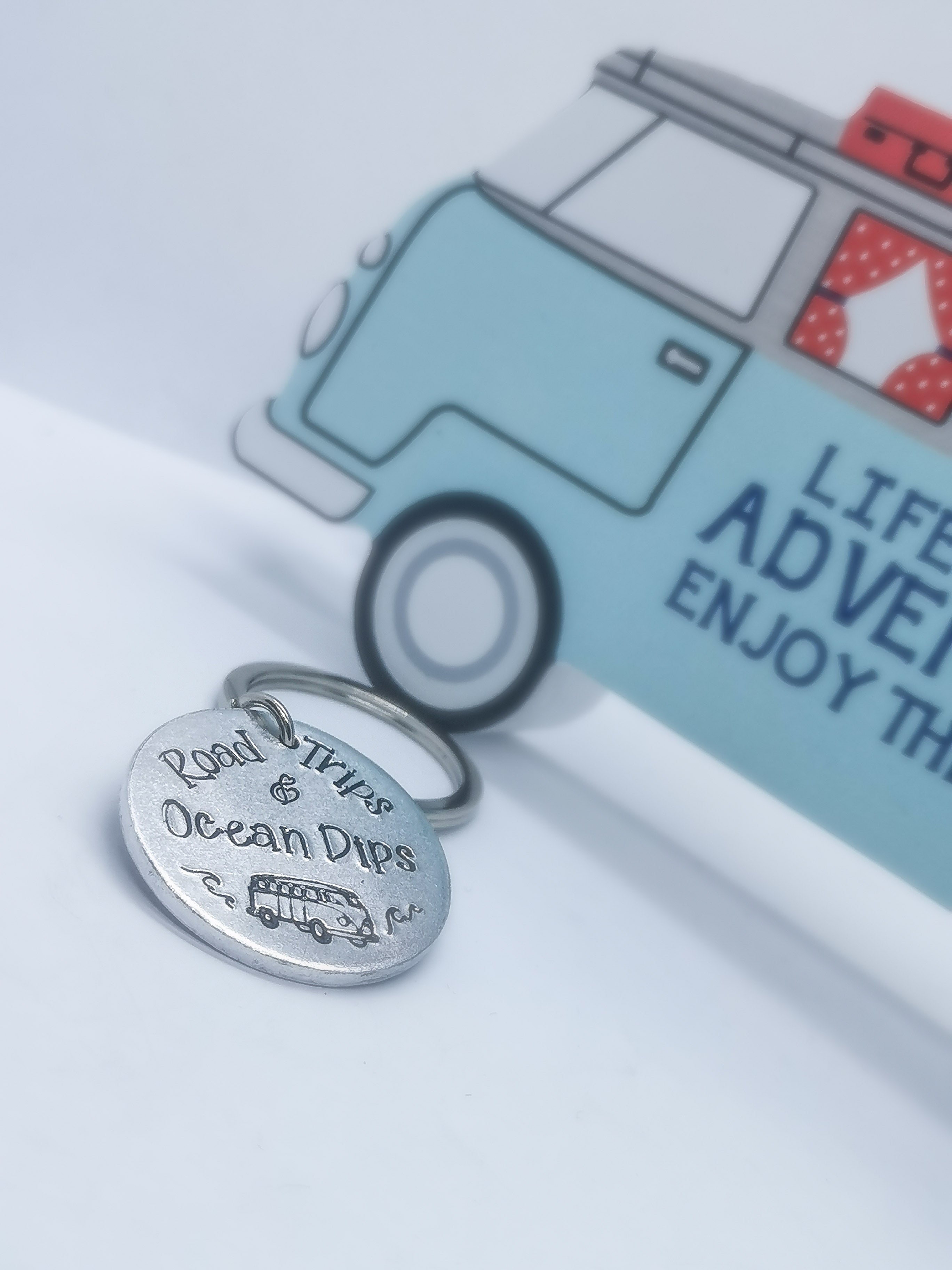 'ROAD TRIPS & OCEAN DIPS' Keyring