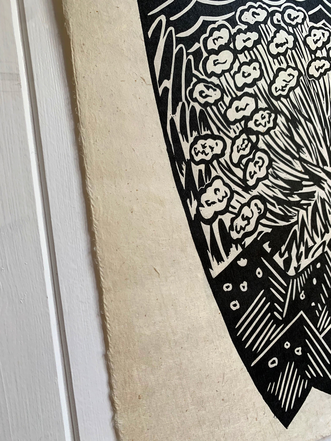 Linocut Print - Pintail Surfboard