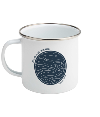 Moon and Waves Enamel Mug