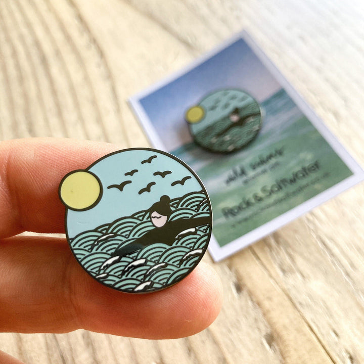 Wild swims enamel pin