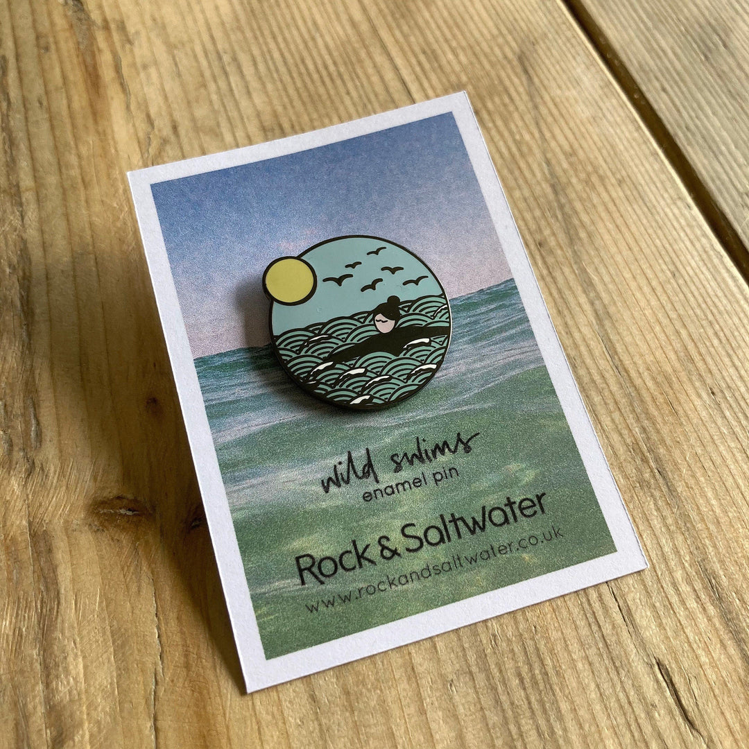 Wild swims enamel pin