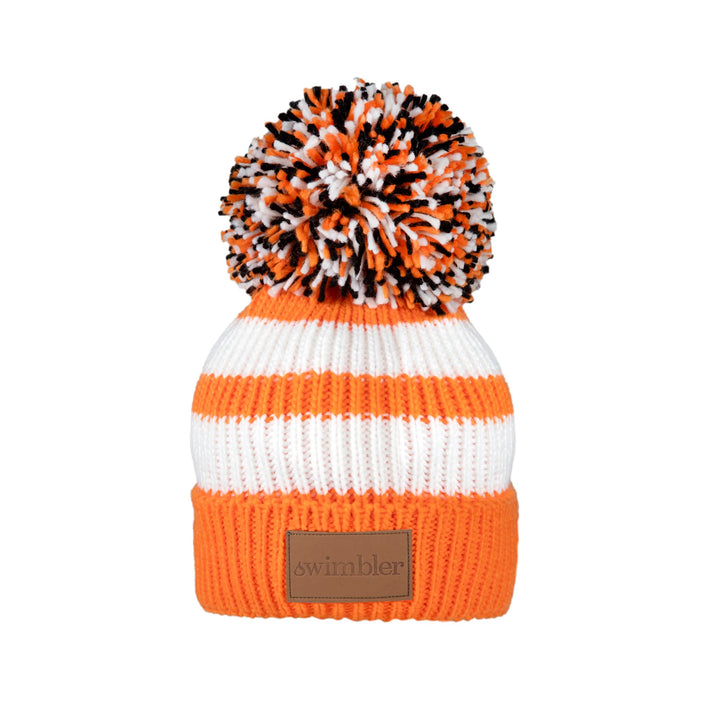 Swimbler Orange & White Waterproof Bobble Hat